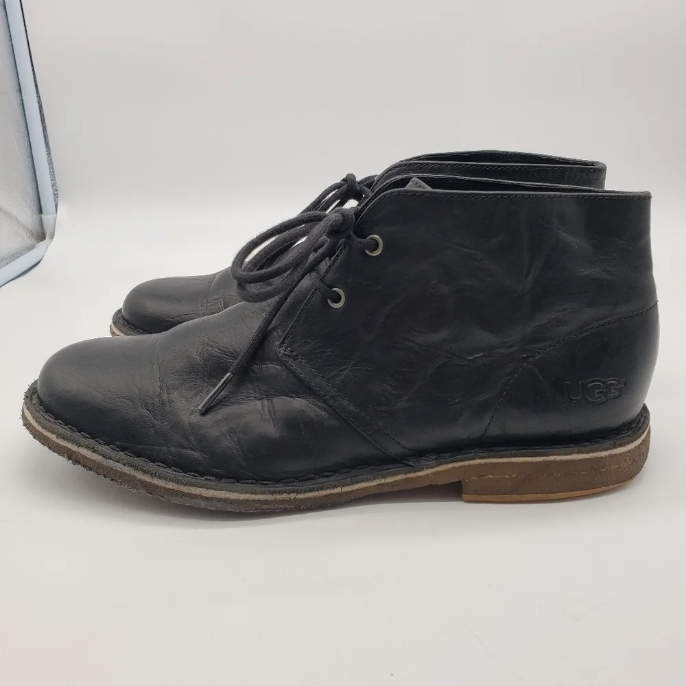 UGG Men US 9.5 EU 42.5 3275 black Leighton chukka desert boots leather lace up